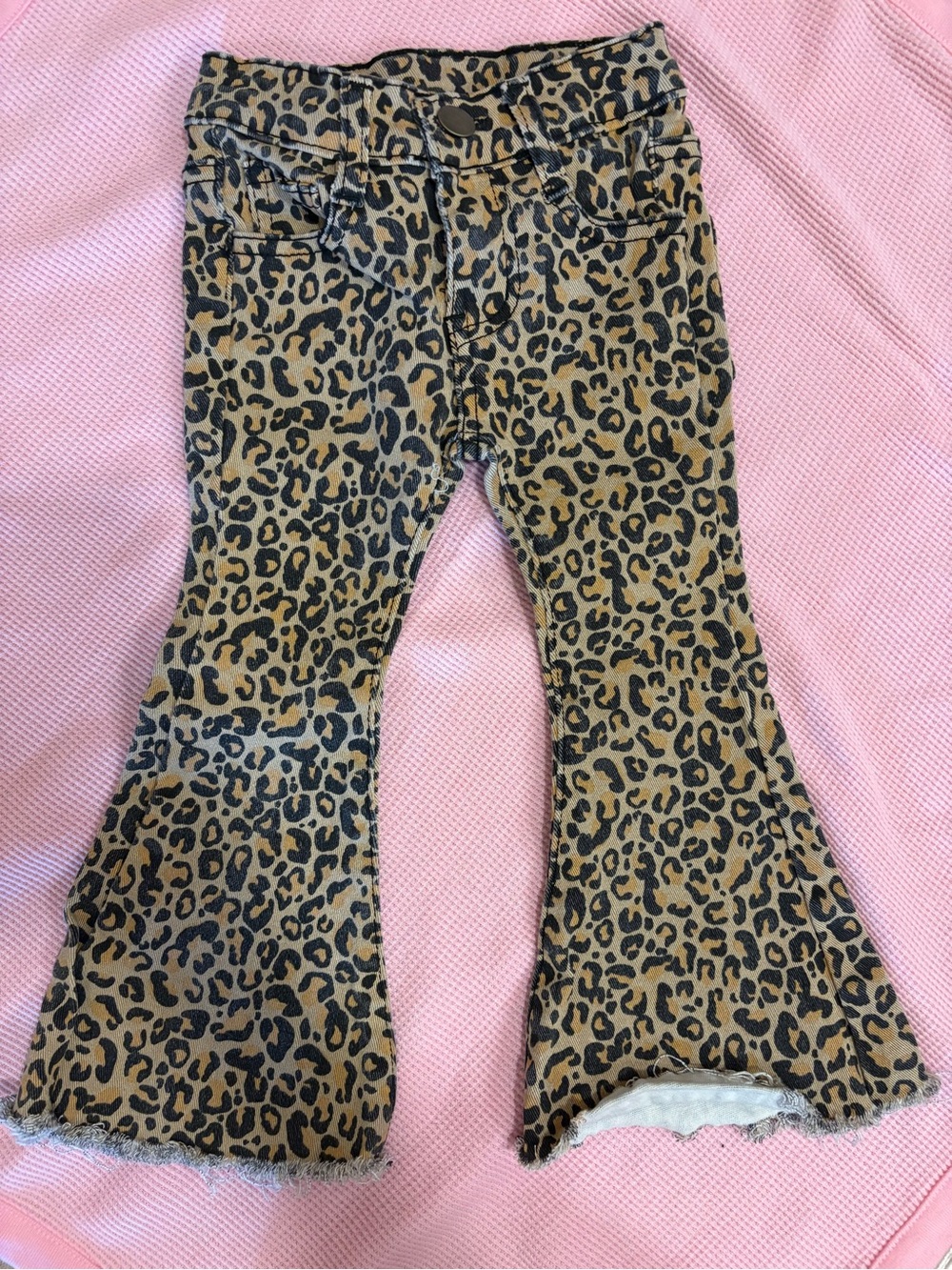 Kids Leopard Print Flared Pants - Brown